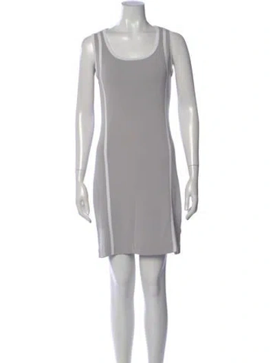 Pre-owned Carmen Marc Valvo Scoop Neck Mini Dress In Gray