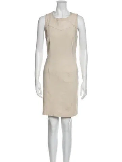Pre-owned Carmen Marc Valvo Scoop Neck Mini Dress In Neutral
