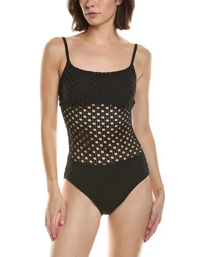 Carmen Marc Valvo Scoop Neck One-piece In Black