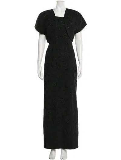 Pre-owned Carmen Marc Valvo Sequin Embellishments Dress Set In Black