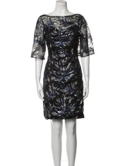 Pre-owned Carmen Marc Valvo Sequin Mini Dress In Blue