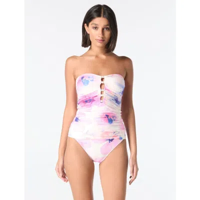 Carmen Marc Valvo Shirred Bandeau Tankini Top