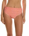 Carmen Marc Valvo Shirred Bikini Bottom In Red