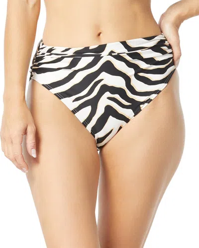 Carmen Marc Valvo Shirred Bikini Bottom In Animal Print