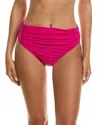 Carmen Marc Valvo Shirred Waist Bikini Bottom In Pink