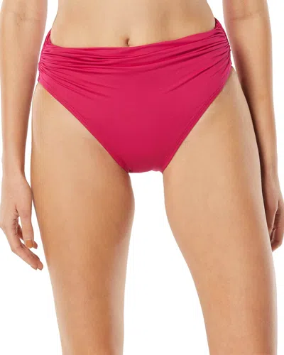 Carmen Marc Valvo Ruched Bikini Bottoms In Pink