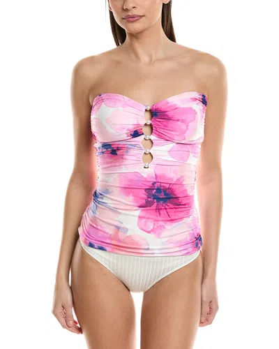 Carmen Marc Valvo Shirred Tankini In Pink