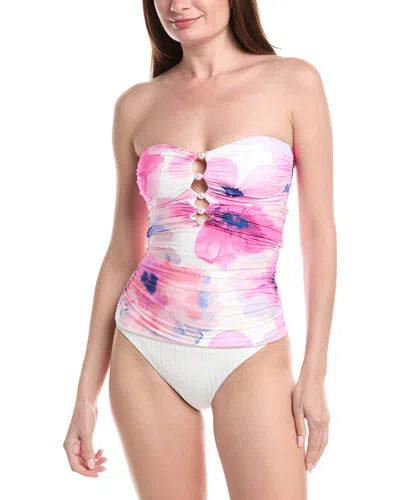 Carmen Marc Valvo Shirred Tankini In White