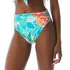 Carmen Marc Valvo Shirred Waist Bikini Bottom In Multi In Multi