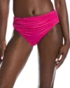 Carmen Marc Valvo Shirred Waist Bikini Bottom In Pink