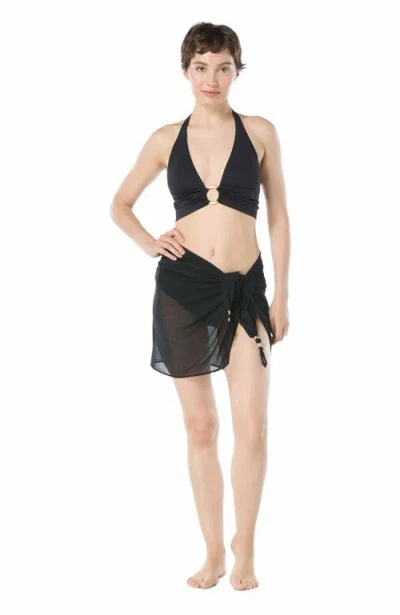 Carmen Marc Valvo Short Beaded Mesh Pareo Cover Up
