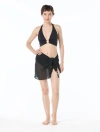 Carmen Marc Valvo Short Beaded Mesh Pareo Cover Up In Black