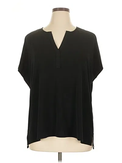 Pre-owned Carmen Marc Valvo Short Sleeve Blouse In Black