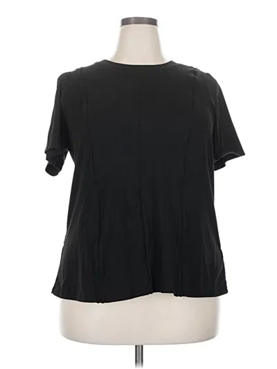 Pre-owned Carmen Marc Valvo Short Sleeve Top Black Crew Neck Tops