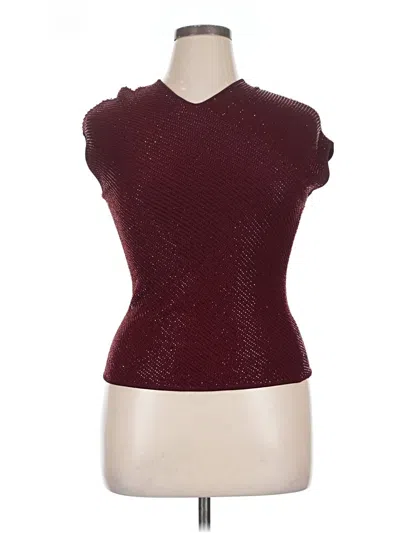 Pre-owned Carmen Marc Valvo Short Sleeve Top Burgundy Sweetheart Neckline Tops