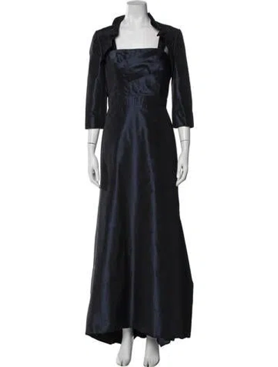 Pre-owned Carmen Marc Valvo Silk Dress Set In Blue