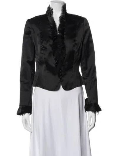 Pre-owned Carmen Marc Valvo Silk Evening Jacket In Black