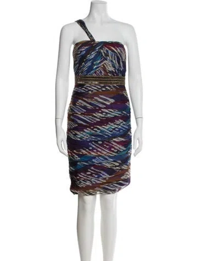 Pre-owned Carmen Marc Valvo Silk Knee-length Dress In Multi