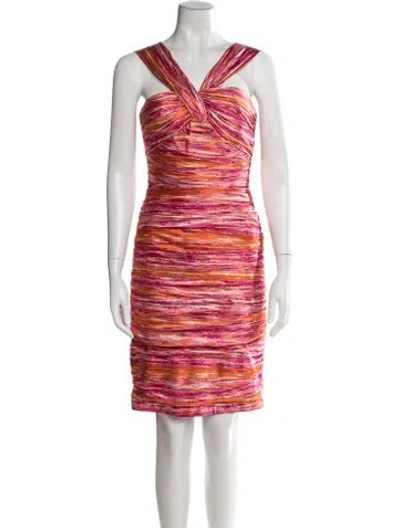 Pre-owned Carmen Marc Valvo Silk Knee-length Dress In Multi