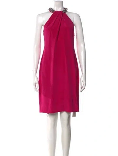 Pre-owned Carmen Marc Valvo Silk Knee-length Dress In Red