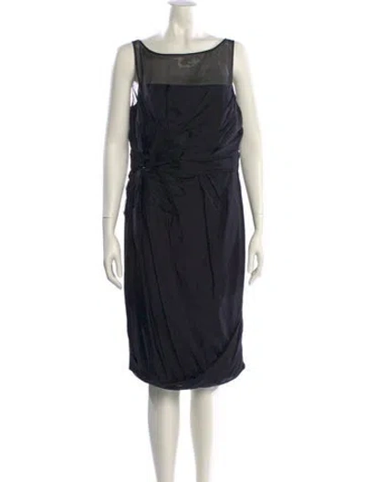 Pre-owned Carmen Marc Valvo Silk Knee-length Dress W/ Tags In Black