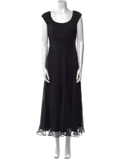 Pre-owned Carmen Marc Valvo Silk Long Dress In Black