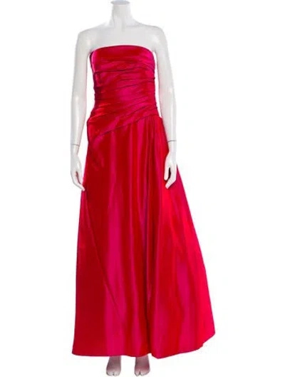 Pre-owned Carmen Marc Valvo Silk Long Dress In Pink