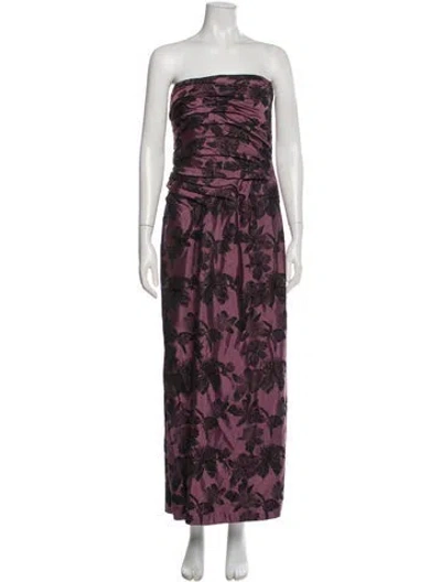 Pre-owned Carmen Marc Valvo Silk Long Dress In Purple
