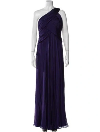 Pre-owned Carmen Marc Valvo Silk Long Dress In Purple