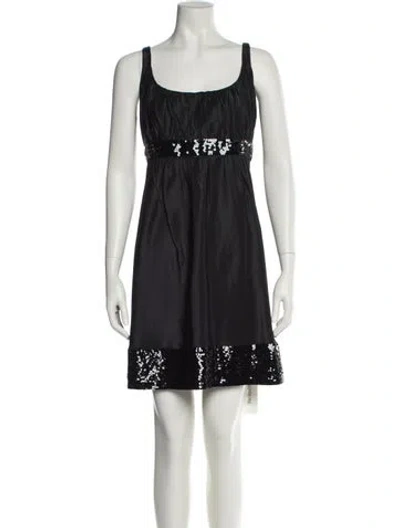 Pre-owned Carmen Marc Valvo Silk Mini Dress In Black