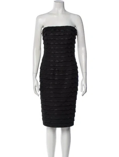 Pre-owned Carmen Marc Valvo Silk Mini Dress In Black