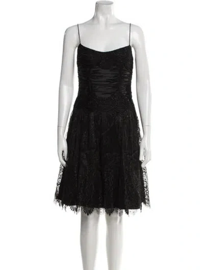 Pre-owned Carmen Marc Valvo Silk Mini Dress In Black