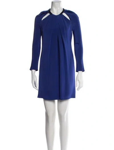Pre-owned Carmen Marc Valvo Silk Mini Dress In Blue