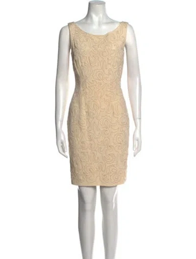 Pre-owned Carmen Marc Valvo Silk Mini Dress In Neutral