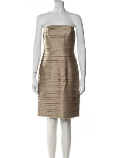 Pre-owned Carmen Marc Valvo Silk Mini Dress In Neutral