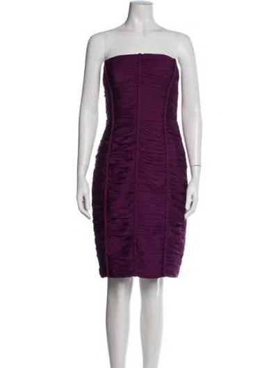 Pre-owned Carmen Marc Valvo Silk Mini Dress In Purple