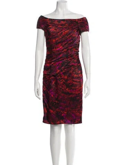Pre-owned Carmen Marc Valvo Silk Mini Dress In Red