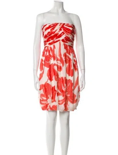 Pre-owned Carmen Marc Valvo Silk Mini Dress In White