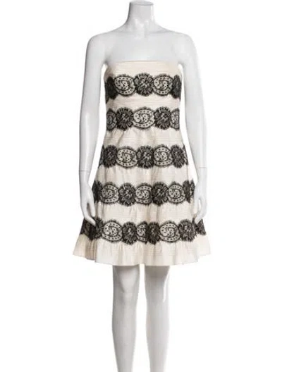 Pre-owned Carmen Marc Valvo Silk Mini Dress In White
