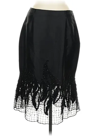 Pre-owned Carmen Marc Valvo Silk Skirt In Black