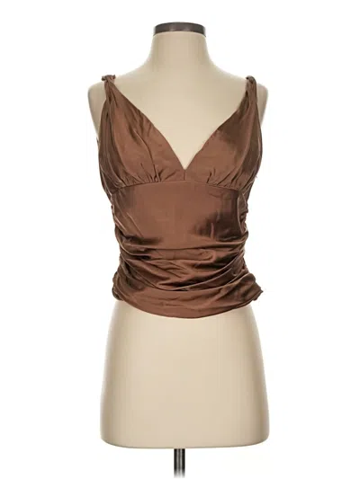 Pre-owned Carmen Marc Valvo Sleeveless Blouse In Brown