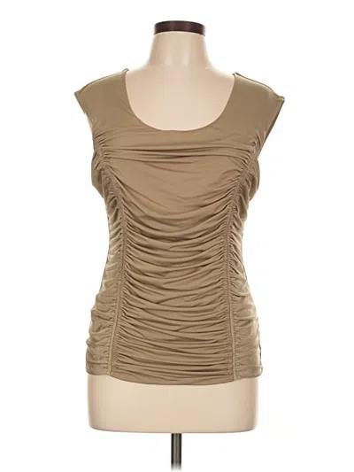 Pre-owned Carmen Marc Valvo Sleeveless Blouse In Tan