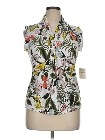 Pre-owned Carmen Marc Valvo Sleeveless Blouse In White
