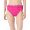 Carmen Marc Valvo Solid Shirred Bikini Bottom In Pink