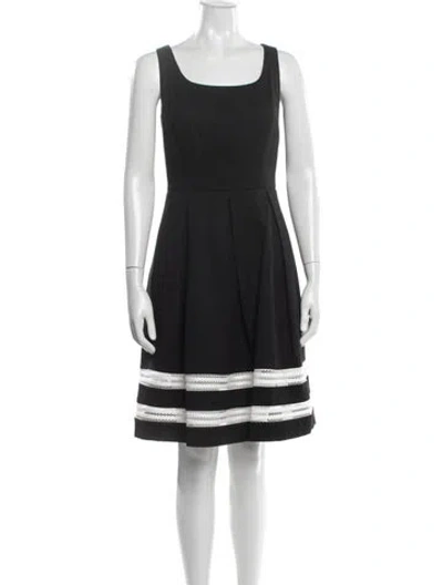 Pre-owned Carmen Marc Valvo Square Neckline Knee-length Dress In Black