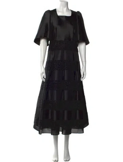 Pre-owned Carmen Marc Valvo Square Neckline Long Dress In Black