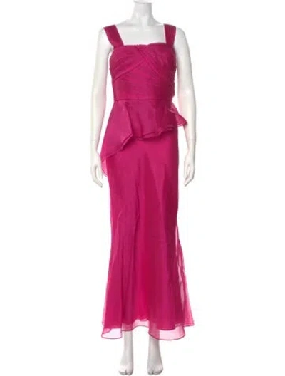 Pre-owned Carmen Marc Valvo Square Neckline Long Dress In Purple