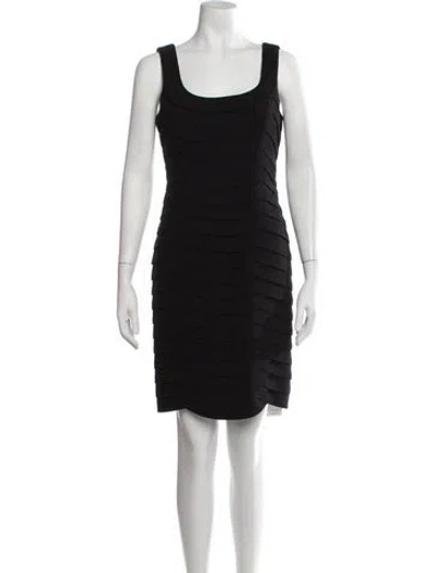 Pre-owned Carmen Marc Valvo Square Neckline Mini Dress In Black