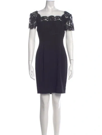 Pre-owned Carmen Marc Valvo Square Neckline Mini Dress In Blue