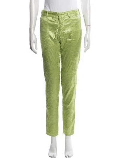 Pre-owned Carmen Marc Valvo Straight Leg Pants In Green
